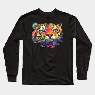 Rainbow Swimming Tiger Long Sleeve T-Shirt